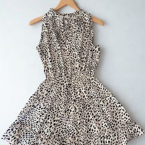 Sleeveless Tiered Animal Print Dress - Cream & Black